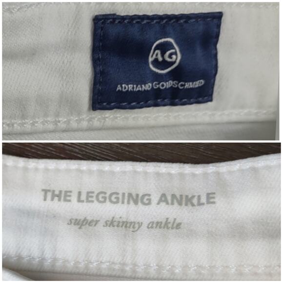 AG Adriano Goldschmied Legging Ankle Super Skinny Raw Hem White Jeans Sz 30 Flaw - Picture 4 of 16